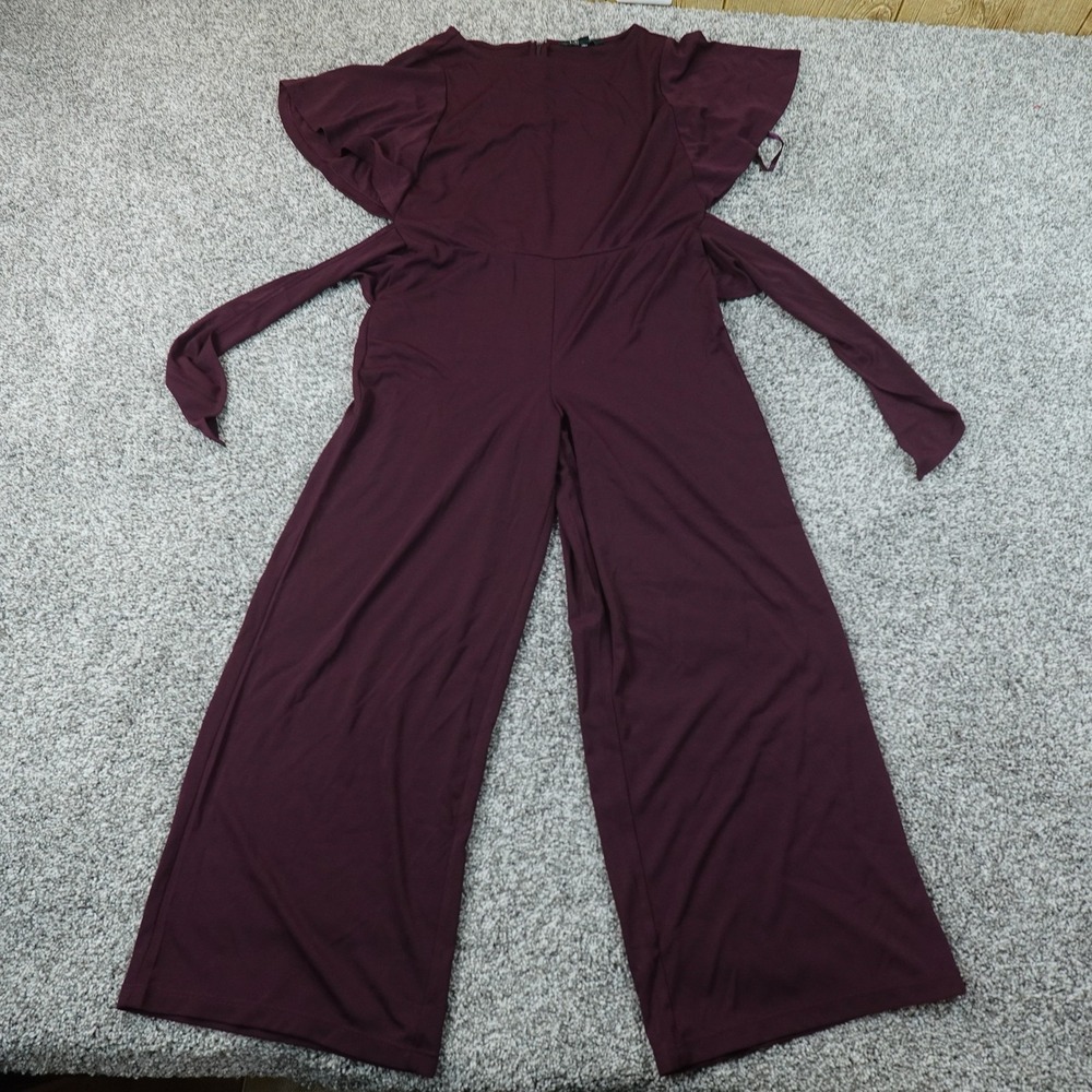 Ralph Lauren Jumpsuit Womens S Red Purple Romper Wide Leg Baggy Dressy Gala Boho